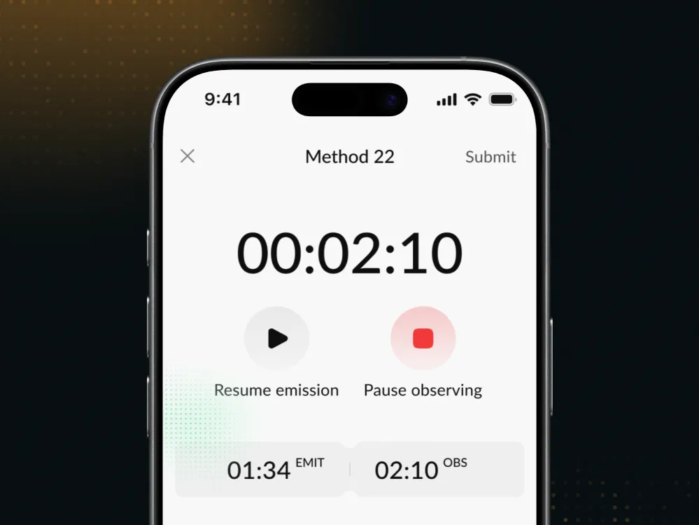 Method 22 timer in the mobile app
